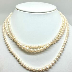 「アコヤ本真珠ネックレスおまとめ3点」j約40g パール pearl necklace accessory jewelry silver DA0