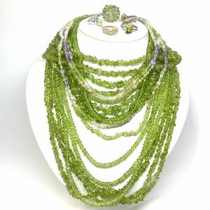 リング有!!「ペリドットアクセサリーおまとめ」j 重量約435g necklace accessory jewelry ring ジュエリー silver peridot CE0