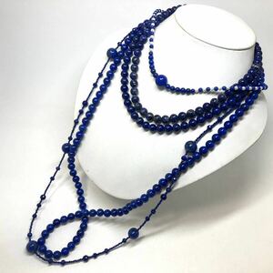 ［ラピスラズリネックレス5点おまとめ］j 重量約205g lapis lazuli 瑠璃 淡水 パール necklace accessory pendant jewelry silver DA0 