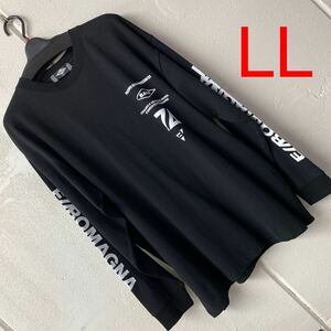 LLサイズメンズBALL綿100%長袖Tシャツ　プリント黒