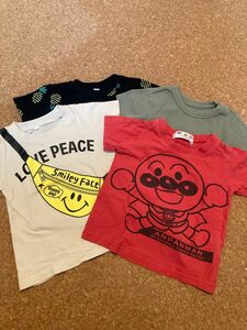 Tシャツ　4枚セット　 まとめ売り　半袖Tシャツ トップス　保育園着　アンパンマンなど　90センチ