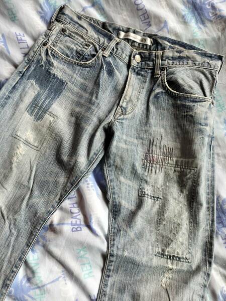 送料込み★即決★EDWIN　エドウィン　403XV　EXCLUSIVE VINTAGE　ダメージデニム　リペア加工　size30