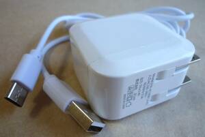 Ecore ACアダプタ 電源アダプタ USB充電器 急速充電器 5V 2.4A 2ポート 白 ホワイト タブレット用 スマホ用 USB-Cケーブル付　