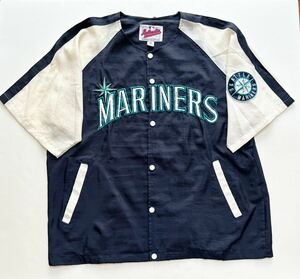 【90s】MLB 古着 Seattle MARINERS シアトルマリナーズ ナイロン 半袖シャツ ゲームシャツ