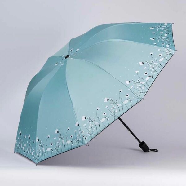 折りたたみ傘　花柄　水色　日傘　晴雨兼用　梅雨対策　紫外線対策　雨傘　かわいい