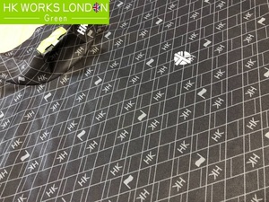 HK WORKS LONDON Green(コシノヒロコゴルフ)春夏 吸水速乾 ダイヤ柄モックネック半袖シャツ C5330RR(ブラック)M
