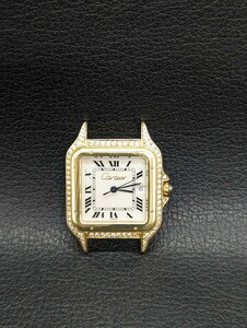 1 jpy ~! present condition goods [Cartier Quortz bread tail 18k Date pure gold diamond bezel ] Cartier quarts QZ brand clock watch 18 gold k18