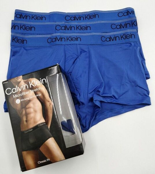 【Mサイズ】Calvin Klein(カルバンクライン) ローライズボクサーパンツ ブルー 3枚セット 男性下着 NB3375