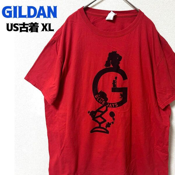 US古着 GILDAN ギルダン 半袖Tシャツ プリント イベント XL ゆるだぼ レッド
