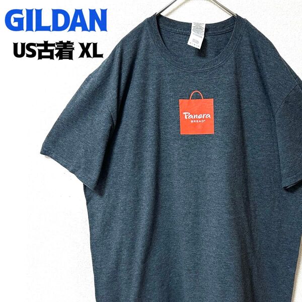 US古着 GILDAN ギルダン 半袖Tシャツ パネラ ブレッド カフェ プリント XLゆるだぼ グレー