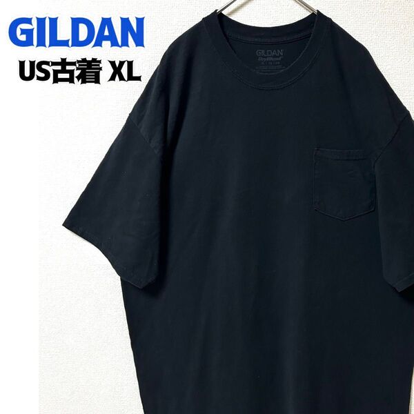 US古着 GILDAN ギルダン 半袖ポケットTシャツ 無地 プレーン ポケT ブラック