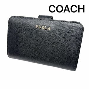 FURLA 財布 二つ折り財布 黒 人気 オシャレ