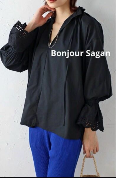 新品未使用Bonjour Sagan新品未使用刺繍キャンディスリーブブラウス