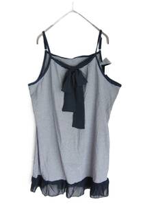 *L53 new goods [ size *4L] ~3L have on possible!! navy border ribbon frill camisole large size click post 