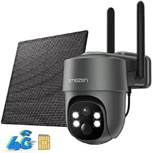 【2K 300万高画素・夜間カラー撮影】 TMEZON 防犯カメラ 4G ソーラー ワイヤレス 電池式監視カメラ 360°広角カメ