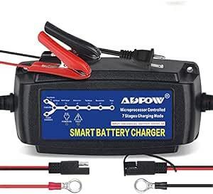 ADPOW 12V バッテリー充電器 5A バッテリーチャージャー 15-120Ah用 メンテナンス充電器 サルフェーション除