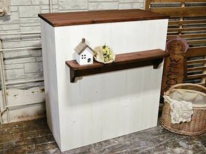 [K-213]* wooden kitchen counter *reji counter *H80*W72*D31* white & walnut * handmade Country furniture 