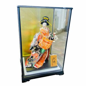 日本人形 ガラスケース付 昭和レトロ 飾り インテリア 置物 女性　着物　京　打掛　美品！
