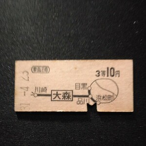 【5359】大森から 3等 10円 地図式乗車券 硬券 国鉄 鉄道 古い切符