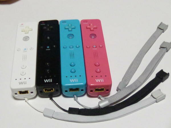 RS05【送料無料 即日発送 動作確認済】Wii リモコン ストラップ 4個セット 任天堂 純正 RVL-003 ピンク ブラック ブルー コントローラー