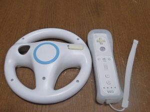 HRS093【送料410円から 動作良好 クリーニング済】Wii マリオカート ハンドル リモコン ストラップ ジャケット セット 任天堂 純正