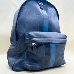  ultimate beautiful goods *COACH Coach rucksack backpack navy leather original leather men's business va- City A4 high capacity commuting going to school document navy blue color 