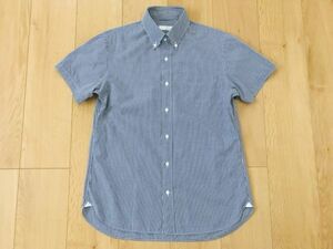 【良品】EDIFICE★ギンガムチェックBDシャツ★紺×白★39