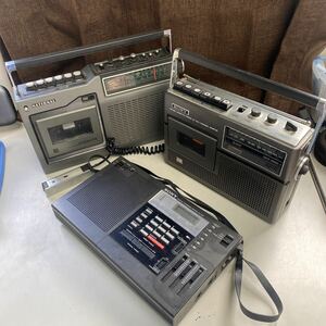  radio-cassette radio cassette recorder radio SONY national RQ-448 CF-1110 ICF-2001 junk part removing Showa Retro W-0603-04