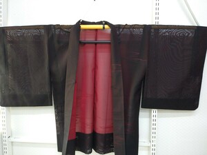 YA5450　和装　レトロ　可愛い　紗　夏羽織　羽織　絹　身丈約76㎝/裄約63㎝　リメイク素材　材料