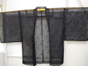 YA5453　和装　レトロ　可愛い　紗　夏羽織　羽織　素材不明　身丈約80㎝/裄約65.5㎝　リメイク素材　材料