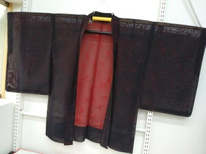 YA5454　和装　レトロ　可愛い　紗　夏羽織　羽織　絹　身丈84㎝/裄約63.5㎝　リメイク素材　材料