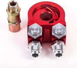  S660 AZ-1 コペン ジムニー オイルブロック サンドイッチ 油温 AN10 油圧計 センサー 汎用 センター ボルト M20x1.5 3/4-16 レッド red 赤