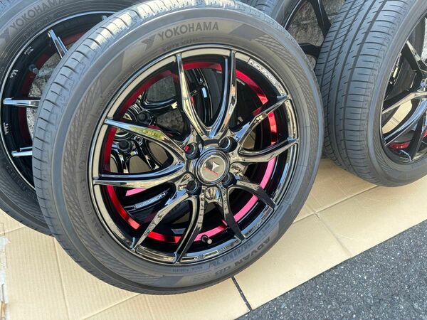 軽自動車用　ヨコハマ　アドバンdb 165/55R15 WEDSノヴァリス　ローグVF ピアノブラック/レッドライン