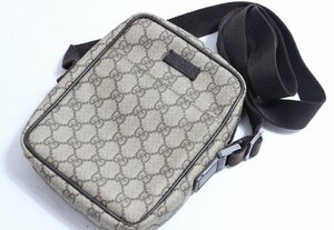 【ト静】 ★ GUCCI グッチ 122754 1669 GGスプリーム PVC クロスボディ ショルダーバッグ ポシェット ベージュ系 GC767GCG74