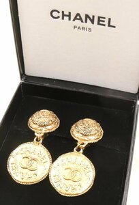 [to length ]CHANEL Chanel earrings here Mark leaf Gold medal Vintage accessory large .. box attaching IR590IOB95