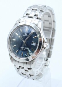 【行董】OMEGA オメガ SEAMASTER シーマスター 120M ブルー文字盤 デイト ラウンド メンズ腕時計 クォーツ DS718ABA56