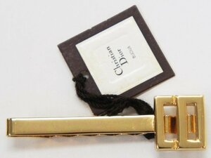 中古・美品【Christian Dior クリスチャン・ディオール】タイバー タイピン ゴールド色 CDロゴ 長さ5.3cm 6.4g