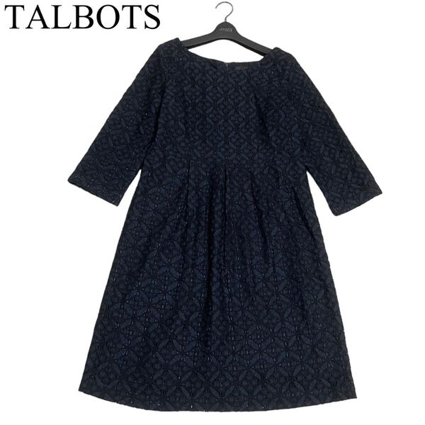 美品 TALBOTS タルボット 大きいサイズ 10 カットワーク レース ワンピース フォーマル セレモニーワンピース ドレス