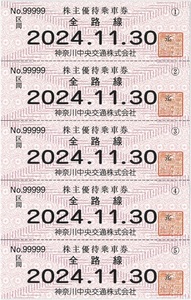 *** Kanagawa centre traffic stockholder hospitality passenger ticket 5 sheets ..***