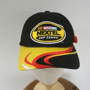 CAP292 2004年製ビンテージ CHECKEREDFLAG レーシングキャップ■00s ブラック 黒 NASCAR NEXTEL コットン hat ハット 帽子 小物 古着卸 90s