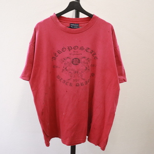 a477 90sビンテージ AEROPOSTALE 半袖プリントTシャツ■1990年代製 表記XLサイズ 赤 レッド ドラゴン アメカジ ストリート 古着 古着卸 80s