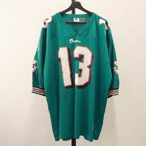 F586 90sビンテージ STARTER スターター フットボールTシャツ■1990年代製 表記2XLサイズ グリーン NFL ドルフィンズ メッシュ 古着 古着卸