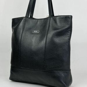 A4/美品 TUMI トゥミ トートバッグ 肩掛け ショルダー メンズ ビジネス ハンド シボ革 レザー 本革 ブラック 黒 書類鞄 カバン 