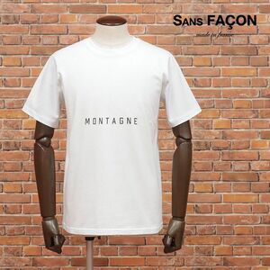 SANS FACON/Sサイズ/オーガニックコットン Tシャツ メッセージ レタード バック フォトプリント 半袖 新品/白/ホワイト/ib372/