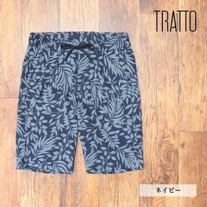 春夏/TRATTO/88cm/イージー ハーフパンツ 通気性 ストレッチ DotAir ボタニカル柄 リゾート ラフ 新品/紺/ネイビー/ic323/