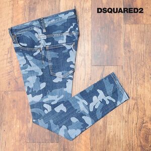 DSQUARED2/42サイズ/デニムパンツ S74LB1100 SKATER JEAN 迷彩柄プリント イタリア製 アンクル丈 美脚 新品/青/ブルー/id133/