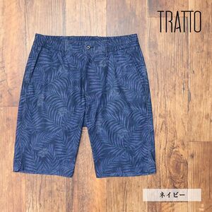 春夏/TRATTO/79cm/イージー ハーフパンツ 撥水 通気性 ストレッチ◎ ボタニカル柄 リゾート 短パン 新品/紺/ネイビー/ic319/