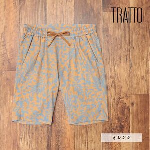 春夏/TRATTO/85cm/イージー ハーフパンツ 通気性 ストレッチ DotAir ボタニカル柄 リゾート ラフ 新品/オレンジ/ic323/