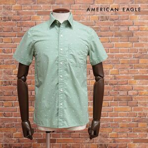 春夏/AMERICAN EAGLE/Mサイズ/カジュアル シャツ 2154-5940 ストレッチ快適 ドット柄 胸ポケット 半袖 新品/緑/グリーン/ih138a/