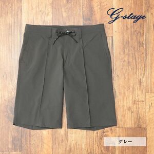 1円/春夏/g-stage/46サイズ/ハーフパンツ SOLOTEX MoveIt 撥水 ストレッチ シワ防止 無地 ゴルフ ショーツ 新品/グレー/ie107/